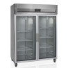 Edelstahl-Kühlschrank GN 2/1 - 2 Glastüren 1325L TEFCOLD