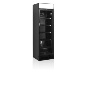 Black TEFCOLD Beverage Refrigerated Cabinet - Glass Door 347L, LED Lighting