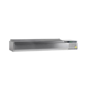 Saladette zur Aufstellung Edelstahl-Deckel Statisch 8 GN 1/4 - 41,6 L - TEFCOLD