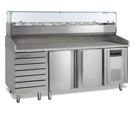 Pizza Cabinet GN 1/3 and GN 1/6 - 2 Doors and 7 Drawers | TEFCOLD