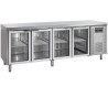 Tischkühlschrank Edelstahl - 4 Glastüren GN 1/1 - TEFCOLD CK7410G