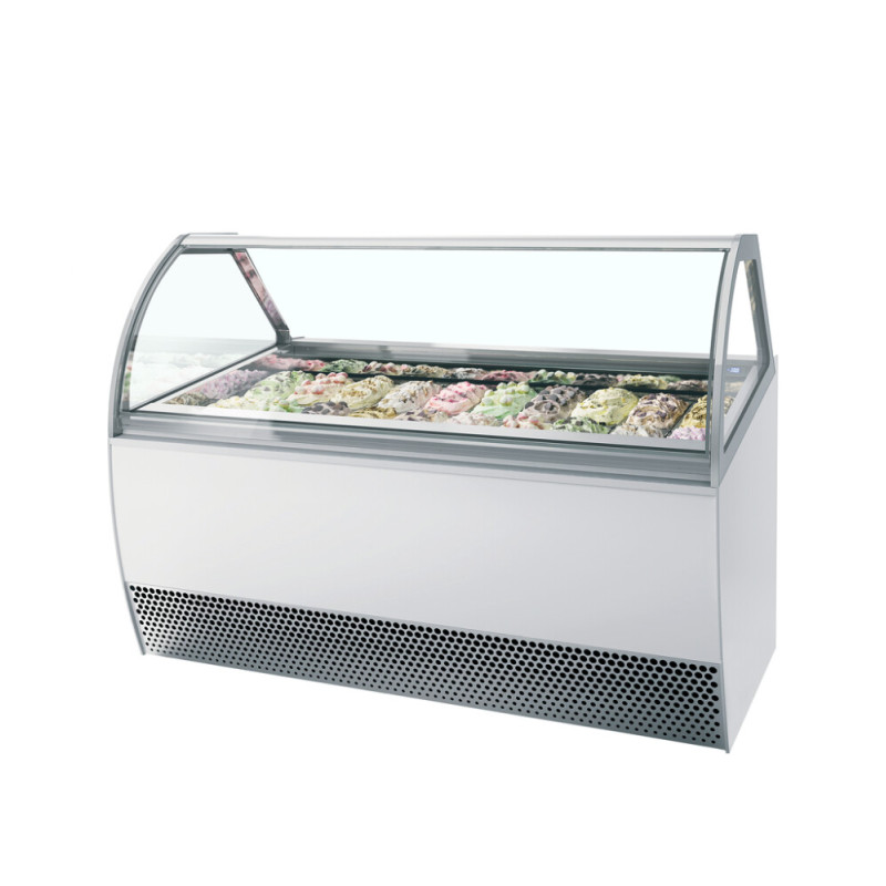 Ventilated Ice Cream Display Case with Curved Front - 20 x 5L TEFCOLD: Showcase your ice creams