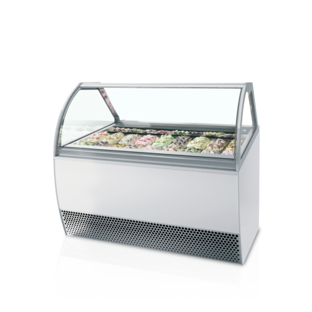 Ventilated Ice Cream Display Case with Curved Front - 18 x 5 L - TEFCOLD Millenium LX18: Spectacular presentation of your profes