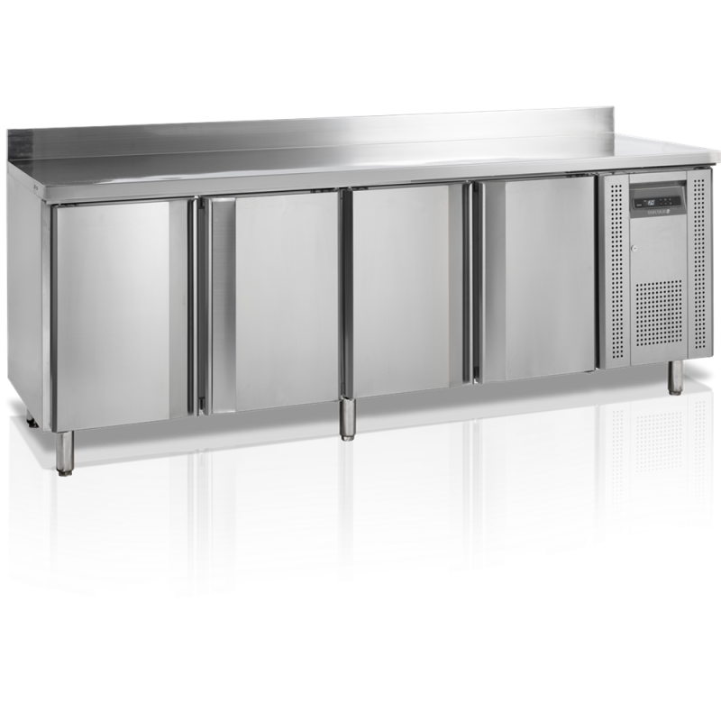 Refrigerated Table with Stainless Steel Backsplash - 4 Doors - GN 1/1 - Tefcold