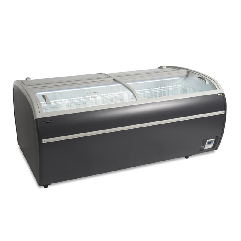 Gefrierschrank 2 gebogene Glasdeckel Grau 1255 L TEFCOLD - Optimale professionelle Lagerung.