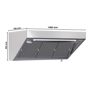 Heißluft-Snack 700 LED ohne Motor Dynasteel - Länge 1400 mm, Edelstahl AISI304