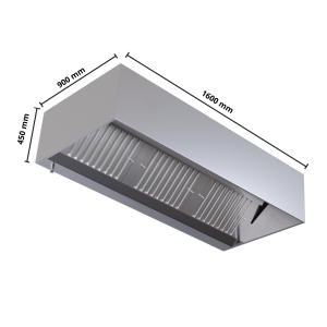 Würfelhaube 900 LED ohne Motor Dynasteel - Länge 1600 & Edelstahl AISI 304