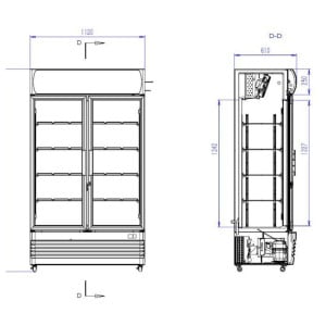 Getränkekühlschrank mit 2 Glastüren 670 L CombiSteel - Professioneller Kühlschrank