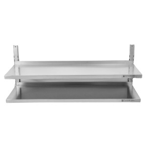 Stainless Steel Wall Shelf on Brackets 2 Levels - L 1200 x D 400 mm - Dynasteel