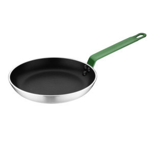 Non-stick Aluminium Frying Pan with Green Handle - Ø200mm Hygiplas: Professional cooking made easy!