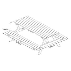 Table pique-nique bois 1,5m élégante et robuste