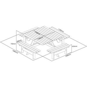 Rowlinson Quadratischer Holztisch 1980mm: Geselligkeit und Robustheit