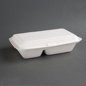 Zweikammer-Bagasse-Kompostierbare Boxen 253 mm - Packung mit 200