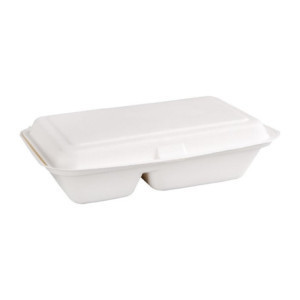 Zweikammer-Bagasse-Kompostierbare Boxen 253 mm - Packung mit 200