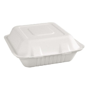 Kompostierbare Scharnierdeckelboxen aus Bagasse 236mm - Packung mit 200