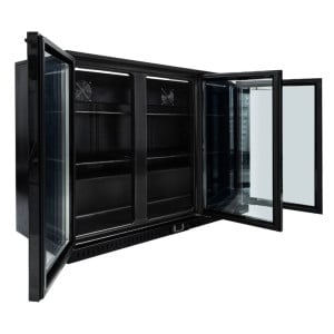 Rückkühlschrank 328 L 3 Glastüren Schwarz