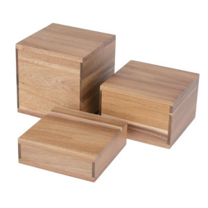 Erhöhungen aus Akazie 50/100/150mm - Set von 3 Olympia - Akazienholz & Präsentationshöhe