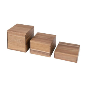 Erhöhungen aus Akazie 50/100/150mm - Set von 3 Olympia - Akazienholz & Präsentationshöhe