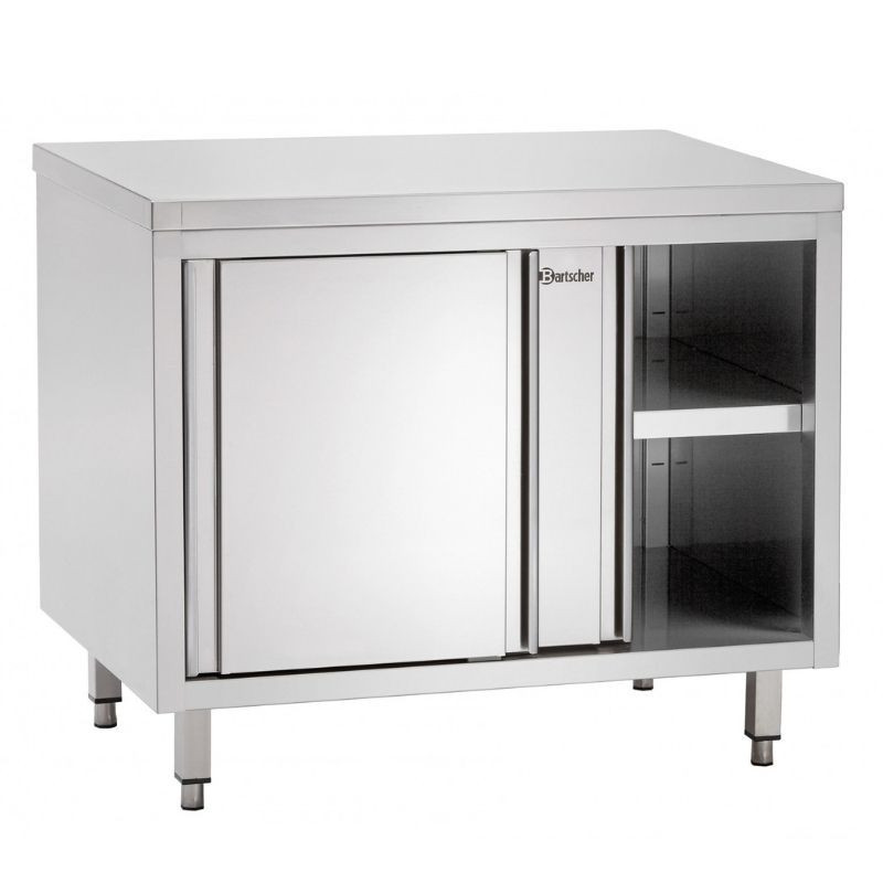 Stainless Steel Cabinet with Sliding Doors and Shelf - L 1000 mm - Refurbished