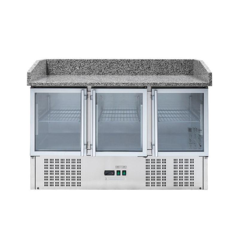 Compact Refrigerated Pizza Cabinet 600x400 - 3 Glass Doors - Dynasteel