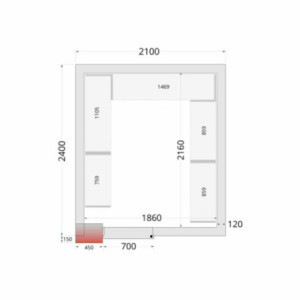 Kühlraumplatte TEFCOLD 2100x2400x2200mm - Isolierung 120mm, Edelstahlstärke AISI 304