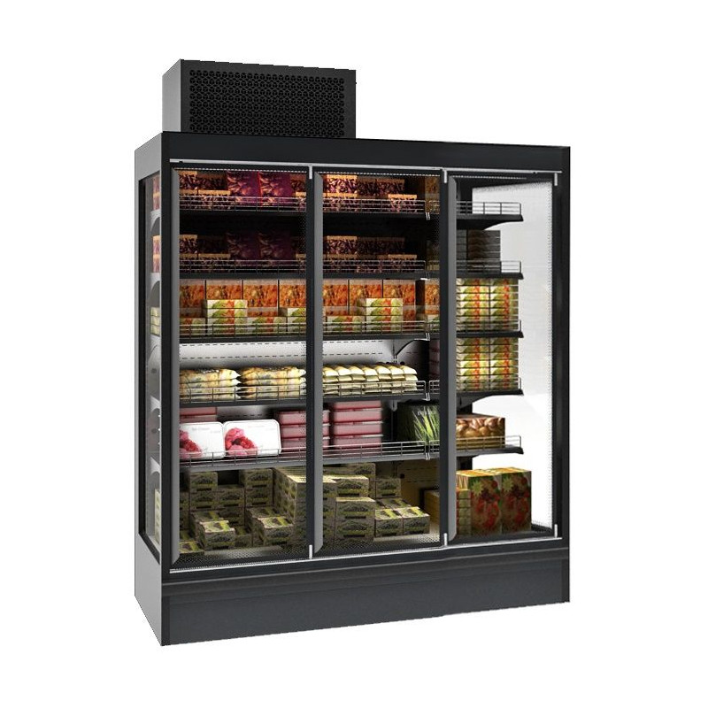 Refrigerated Wall Display 4 Doors Combisteel - Black & LED