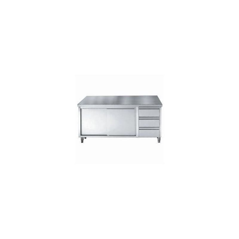 Stainless Steel Base Cabinet GN 1/1 - 2 Doors and 3 Drawers - L 1800 x D 700 mm | CombiSteel Quality