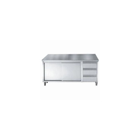 Stainless Steel Low Cabinet GN 1/1 - 2 Doors and 3 Drawers - L 1800 x D 700 mm | CombiSteel Quality