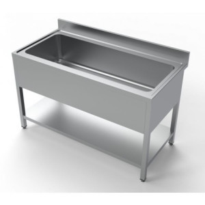 Plonge 1 Stainless Steel Sink - Backsplash and Shelf 1400x700 mm