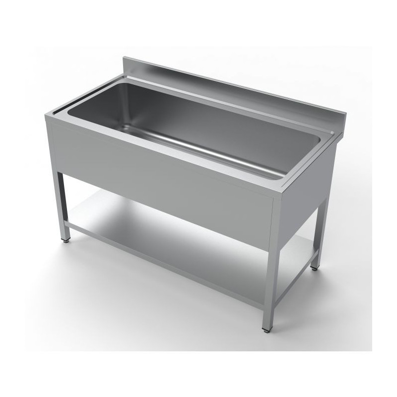 Plonge 1 Stainless Steel Sink - Backsplash and Shelf 1400x700 mm