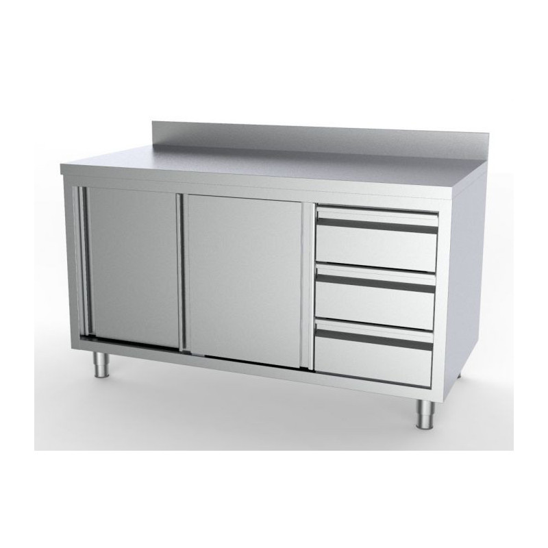 Professional Low Stainless Steel Furniture - 2 Doors 3 Drawers GN 1/1 - CombiSteel