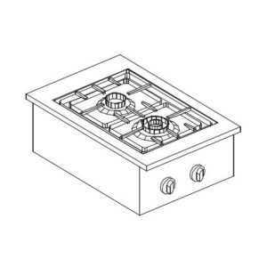 Drop-In Gas Stove - 2 Burners - 7000 W - CombiSteel