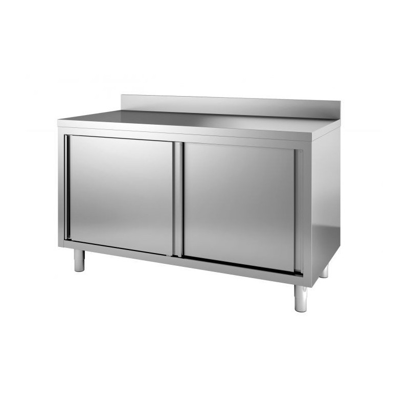 Stainless Steel Low Cabinet with Backsplash - 2 Doors | CombiSteel 2000x600