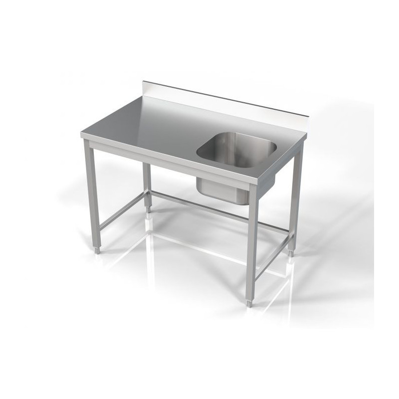 Stainless Steel Sink 1 Right Basin with Backsplash - CombiSteel 1200x700 mm