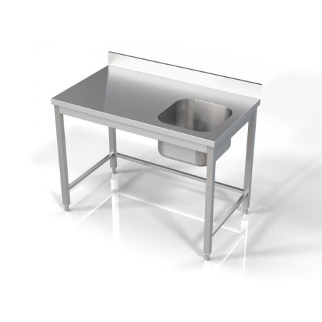 Plonge Inox 1 Bac à Droite avec Dosseret - CombiSteel 1200x700 mm