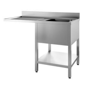 Plonge 1 Stainless Steel Sink with Left Passage and Removable Shelf