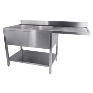 Professional Stainless Steel 2-Basin Sink - Dishwasher Passage