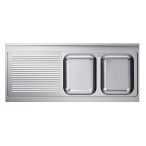 Évier 2 Bacs et Égouttoir Gauche Inox Professionnel - CombiSteel