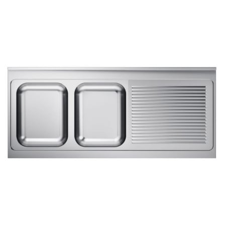 Sink 2 Stainless Steel Bowls with Drainer on the Right 1600x700mm - CombiSteel Quality