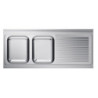 Sink 2 Stainless Steel Bowls with Drainer on the Right 1600x700mm - CombiSteel Quality