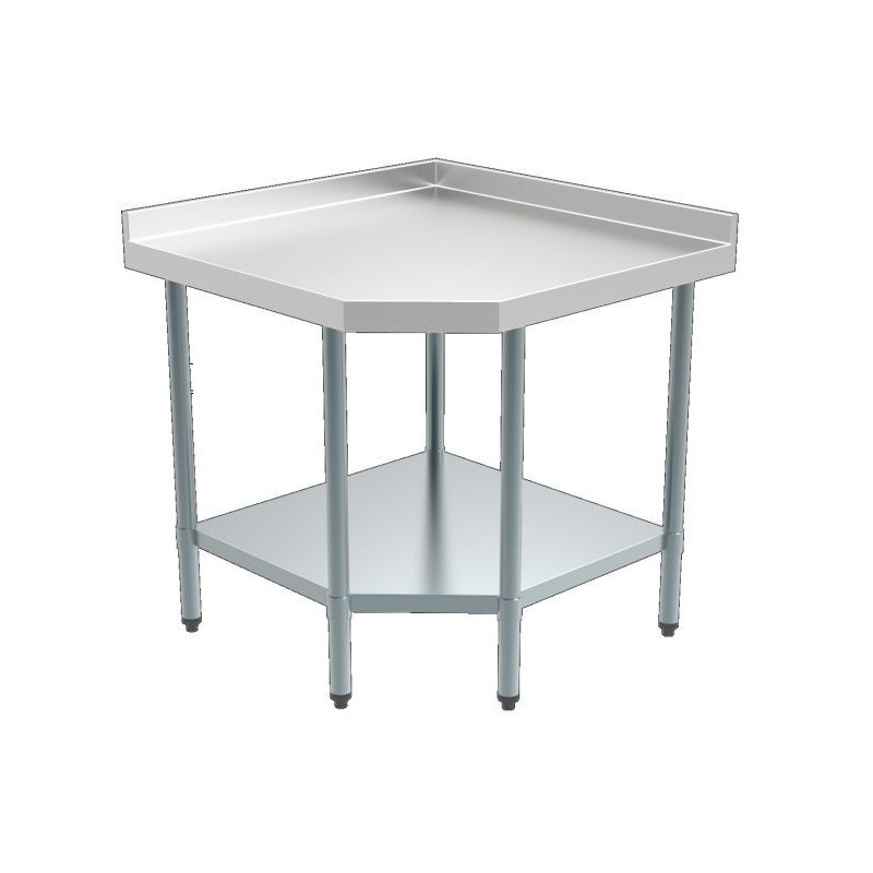 Table angulaire démontable avec dosseret et étagère - Meuble inox CombiSteel