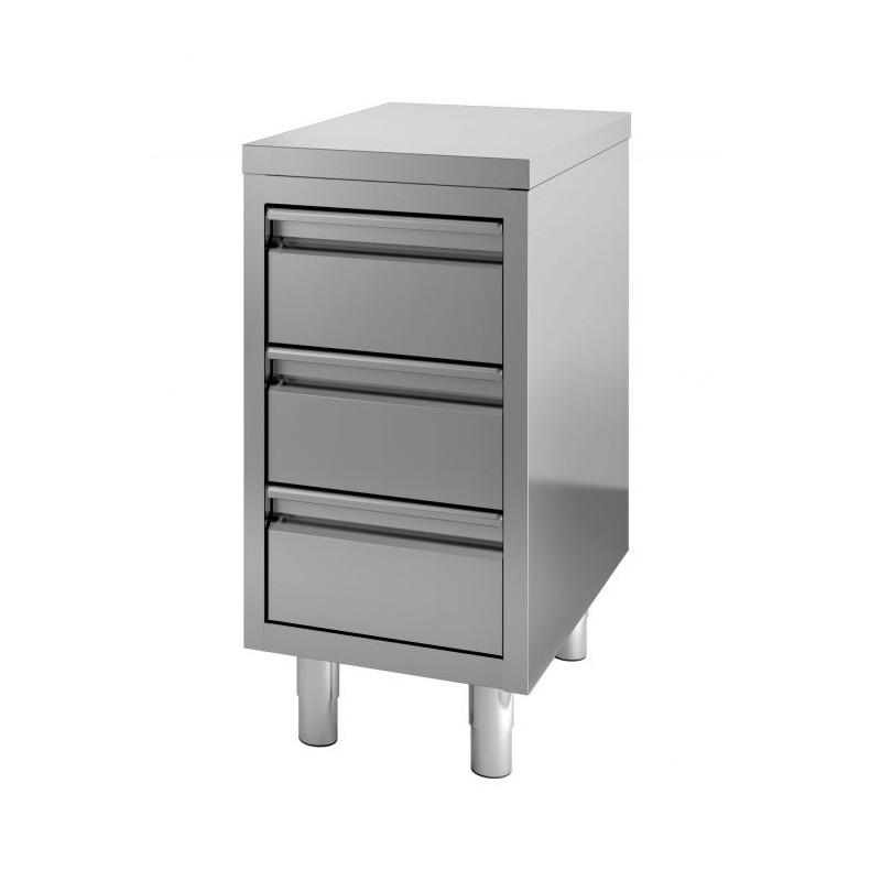 Stainless Steel Low Cabinet 3 Drawers 400x700 mm - CombiSteel: Optimal organization for professional kitchen