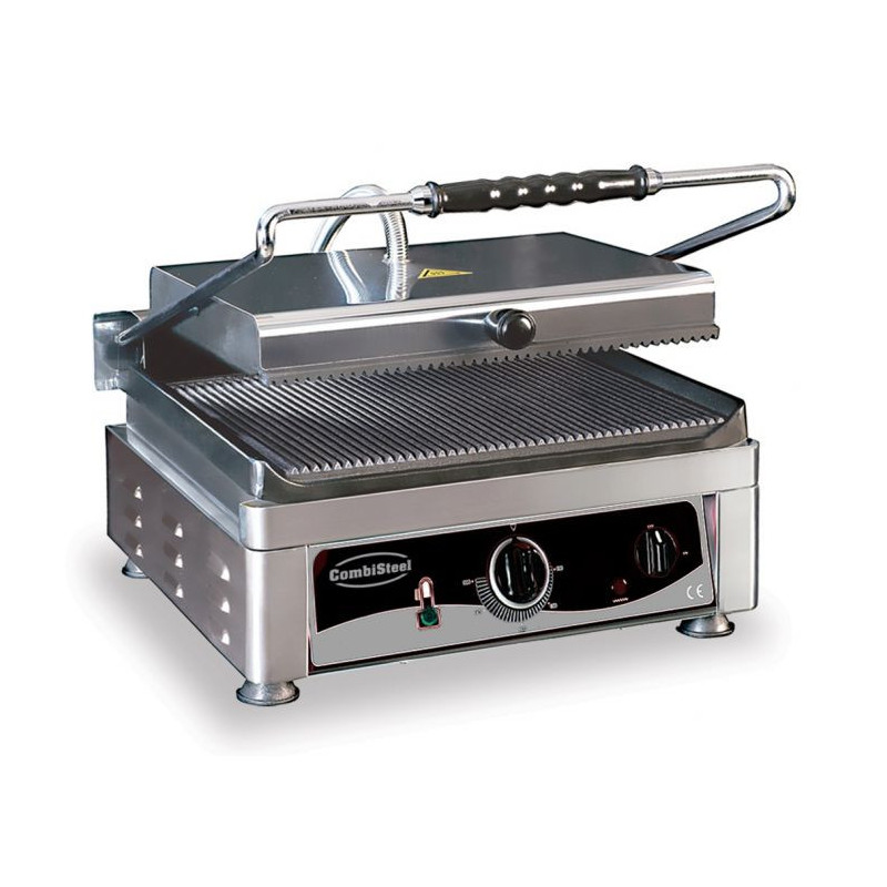 Grill Panini CombiSteel - Puissance 3000 W, Plaques Rainurées en Fonte