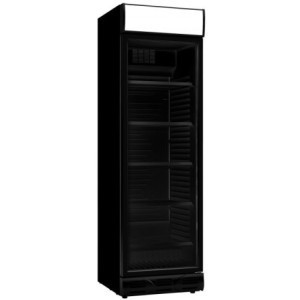 Black Glass Door Beverage Refrigerated Cabinet with Canopy - 382 L