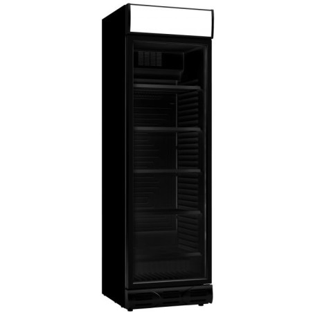 Black Glass Door Beverage Refrigerator with Canopy - 382 L