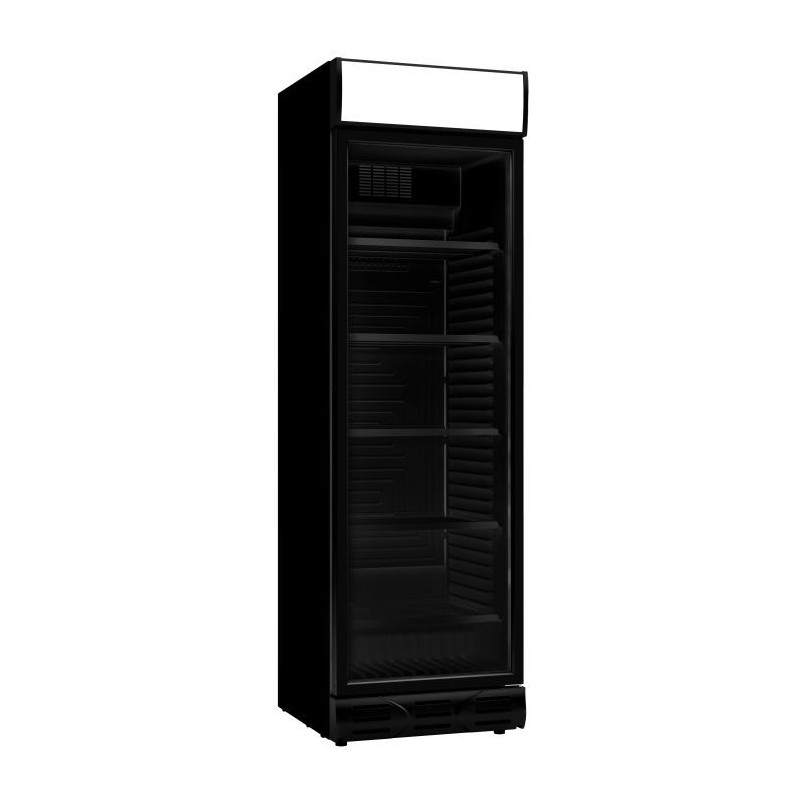 Black Glass Door Beverage Refrigerator with Canopy - 382 L