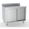 Stainless Steel Low Cabinet 2 Doors with Backsplash - Stainless Steel 600 mm