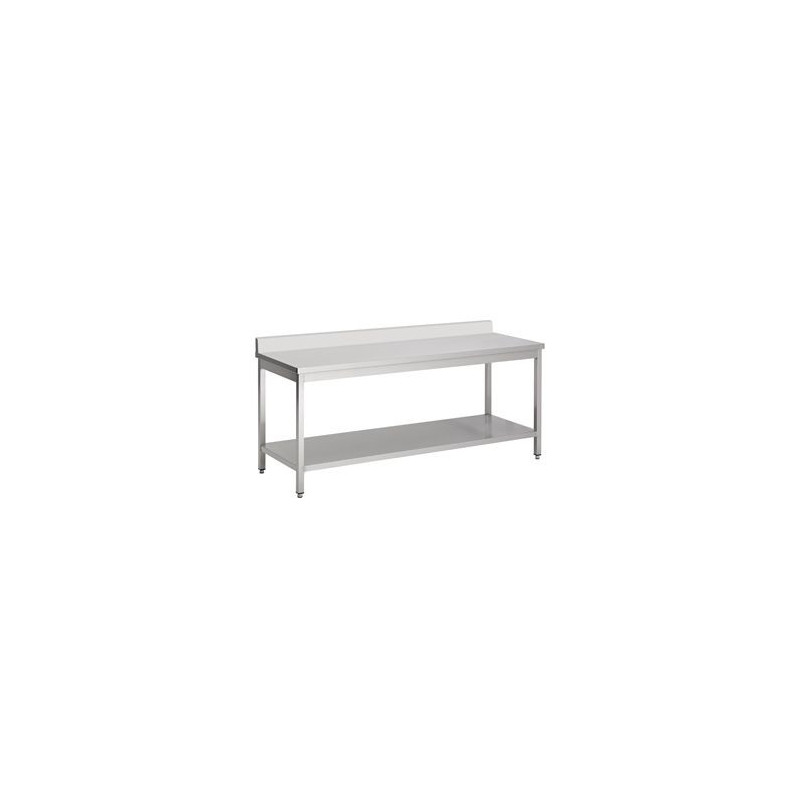 Stainless Steel Table with Backsplash and Shelf - L 1800 x D 700 mm