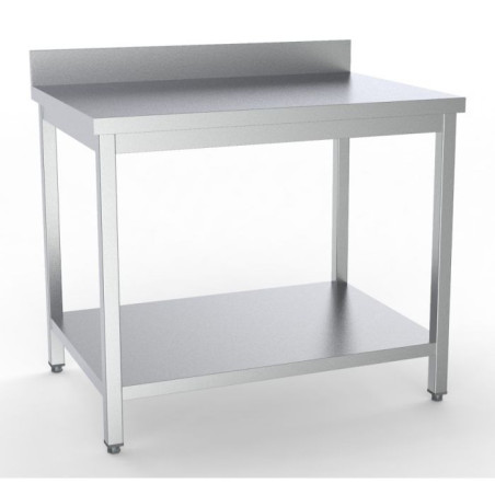 Table Inox avec Dosseret et Etagère - L 1200 x P 600 mm