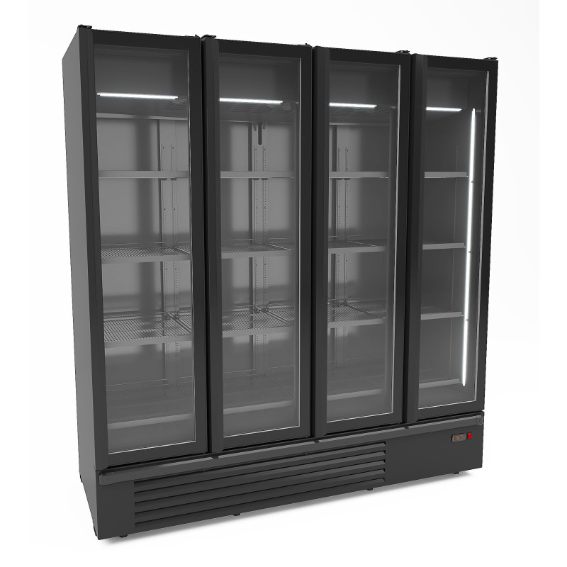 Wandkühlvitrine 4 Türen Schwarz 1850L - Combisteel